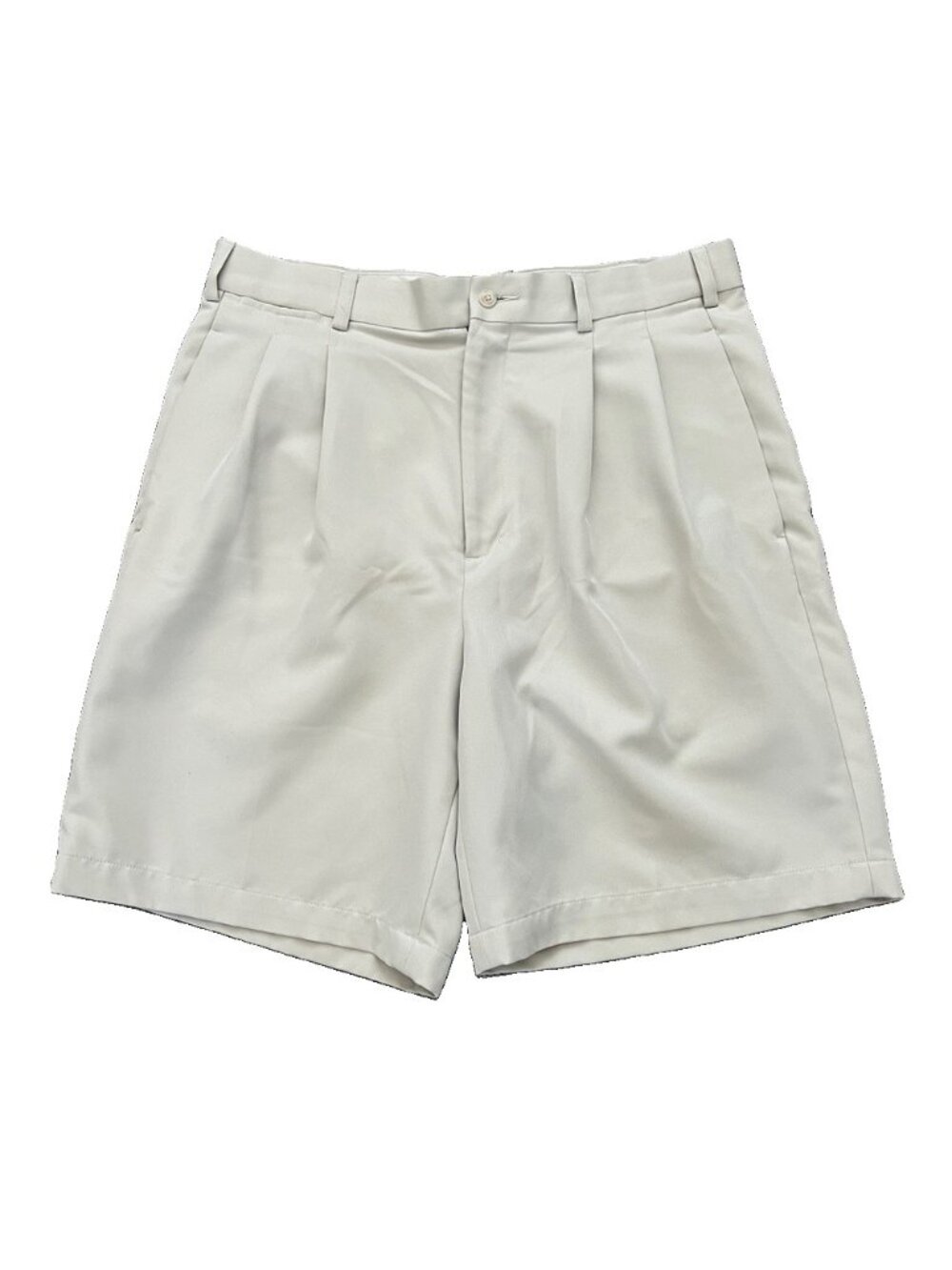 Grand Slam Men's Pleated Golf Dress Shorts in Light Beige - Size 34